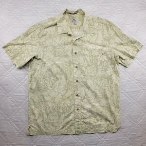 SOLITUDE 100% cotton tropical leaf design Hawaiian shirt size L